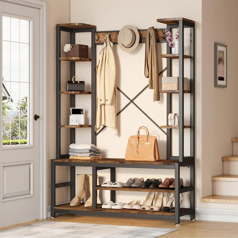 Shoe storage bench with seat and coat rack online